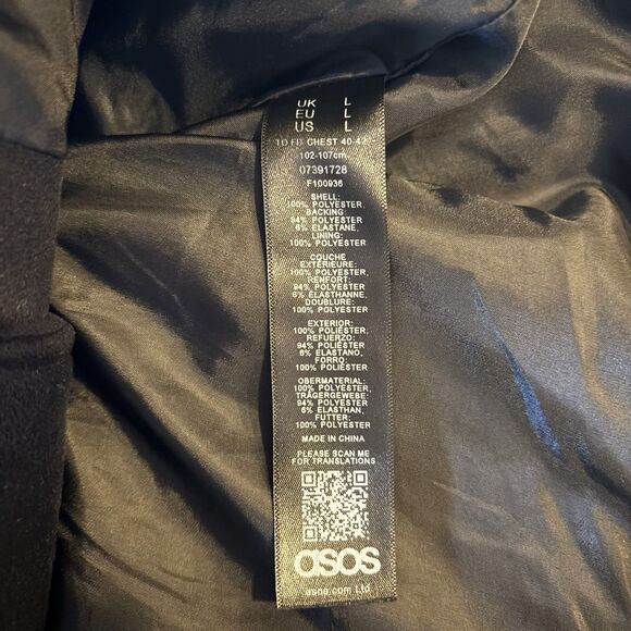 ASOS Design Biker Jacket Black Faux Suede Asymmetrical Zip Moto Jacket L - Picture 13 of 14